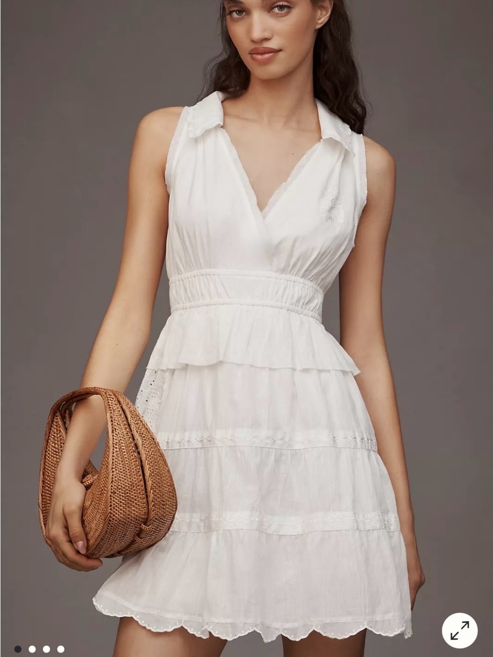 Anthropologie Collared Halter Tiered Ruffle Mini Dress